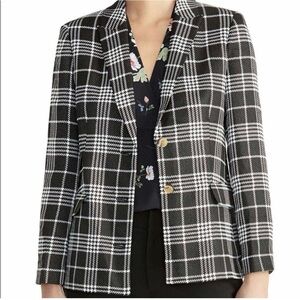 RACHEL ROY Collection Plaid Blazer Jacket Black White 1X